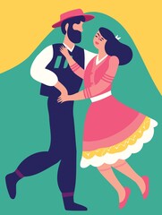 Naklejka na ściany i meble couple dancing at festa junina created with Generative AI technology