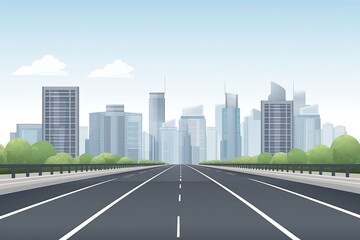 Fototapeta premium an empty road with a city skyline in the background. Generative AI