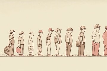 Obraz premium queue of people waiting in line. Generative AI