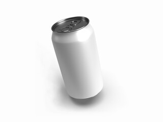 White Metal Aluminum Beverage Drink Can 350ml. Mockup Template Ready For Your Design. Isolated On White Background. 3D illustration, 3D rendering.