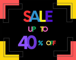 40 percent off sale modern blue green colorful white sticker icon banner