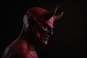 Satan, the devil portrait. Devil halloween costume. - obrazy, fototapety, plakaty