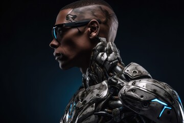 Cyborg portrait. Generative AI.