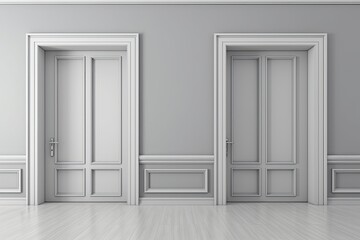 an Empty Room with Three Doors and Hardwood Flooring. Generative AI