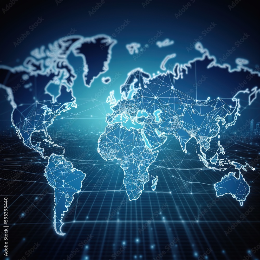Poster world map with a logistic network distribution and a logistics industrial container cargo freight sh