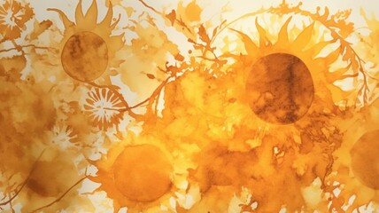 Abstract yellow and orange flowers background (generative ai)