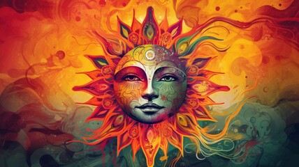 Colorful sun design (generative ai)