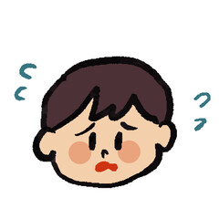 困っている男の子のアイコンイラスト