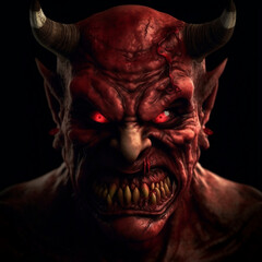 Obraz premium A Horrifying and Realistic Portrait of Satan the Evil One