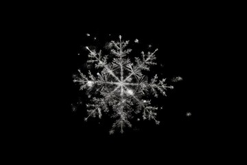 single snowflake on a dark background. Generative AI