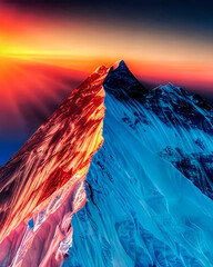 Mountains in Himalayas, Nepal. Sunrise in the mountains.
