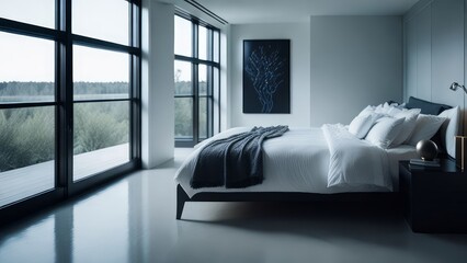 A modern mockup of a bright and spacious bedroom