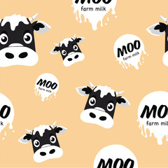 Vector fresh milk logo. Dairy products, packaging and advertising. Fresh organic meat farmer products Logotype concept icon.