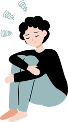 Sad and depressed person wailing for psychological issue