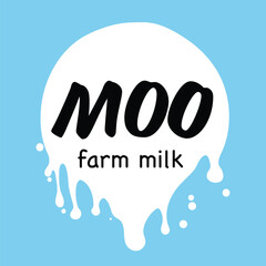 Vector fresh milk logo. Dairy products, packaging and advertising. Fresh organic meat farmer products Logotype concept icon.