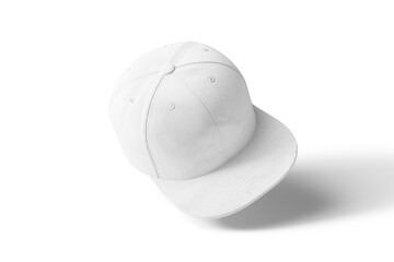 White cap Mockup, realistic style. Hat blank template, baseball caps. 3D illustration, 3D rendering.
