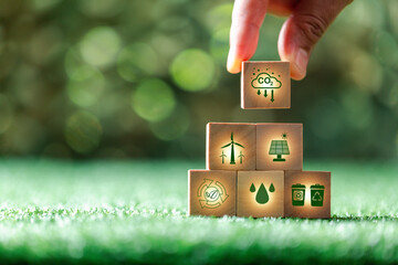 Companies are targeting net zero greenhouse gas emissions. Carbon credit concept.Tradable...