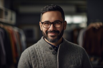 Obraz premium Portrait of handsome bearded man in eyeglasses looking at camera