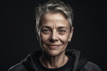 Obraz premium Portrait of a senior woman on a black background. Close-up.