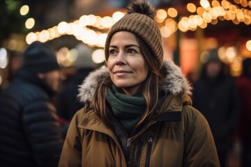 Portrait of a young woman on Christmas market in Munich, Germany