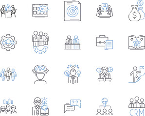 Personal branding outline icons collection. Self-promotion, Identity, Recognition, Reputation, Image, Visibility, Credibility vector and illustration concept set. Influence, Achievement, Networking