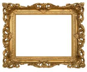 The golden frame on white background. Generative Ai.