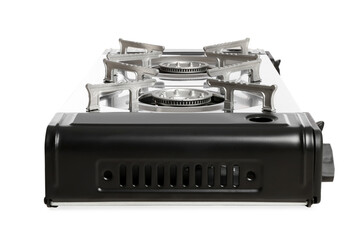 Portable gas stove isolated on white. Military equipment