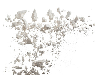 Tapioca starch explosion flying, White powder tapioca starch wave floating fall down in air....