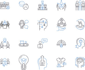 Teambuilding icons outline icons collection. Team, building, icons, symbols, iconography, illustrations, drawings vector and illustration concept set. shapes,connections,collaboration linear signs