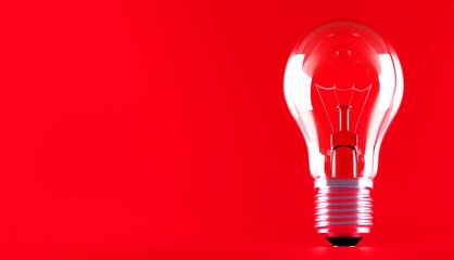 Bulb lamps on red background. Row of light bulbs on red background. 3d rendering.