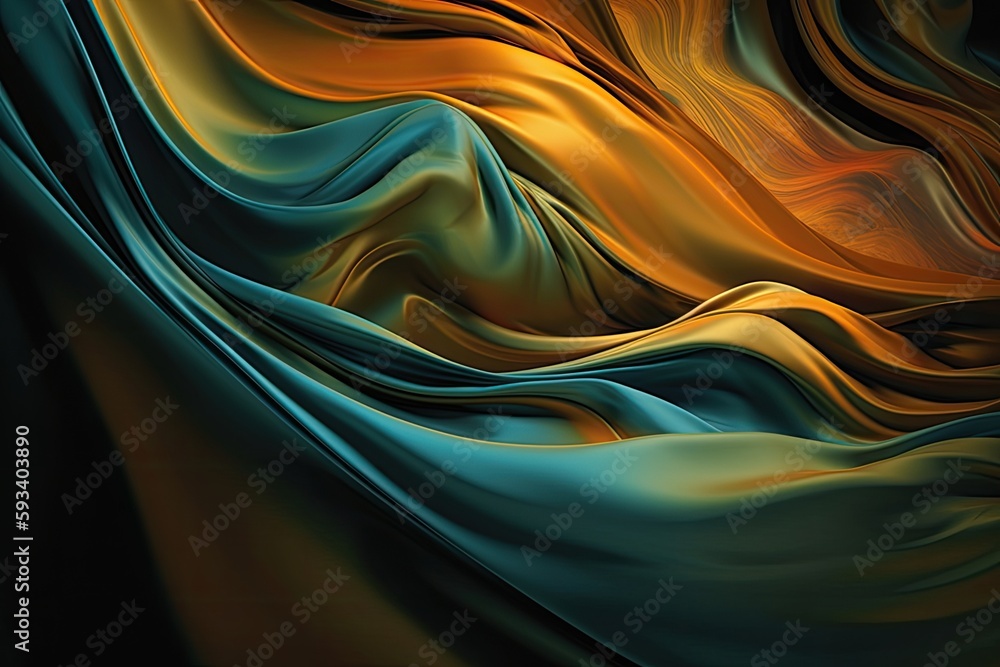 Poster an abstract painting with colorful wave-like patterns. generative ai