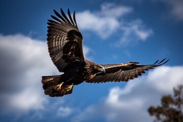 Plakat portrait eagle flaying in the sky