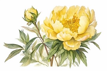 watercolor hand drawn peony flowers isolated on white