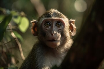 portrait of monkey on the forest