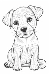 cute german shepherd dog puppy coloring pages, a printable drawing, in the style of realistic animal portraits, simplified dog figures, monochrome canvases, ai vector illustration