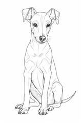 cute greyhound puppy coloring pages, a printable drawing, in the style of realistic animal portraits, simplified dog figures, monochrome canvases, ai vector illustration