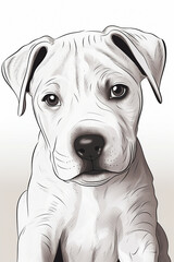 cute argentino puppy coloring pages, a printable drawing, in the style of realistic animal portraits, simplified dog figures, monochrome canvases, ai vector illustration