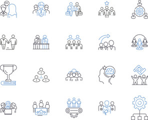Total Quality Management outline icons collection. TQM, Quality, Control, System, Process, Improvement, Assurance vector and illustration concept set. Standardization, Strategies, Evaluation linear