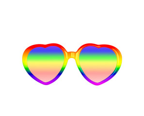 Rainbow color heart shape eye glasses isolated cutout on transparent