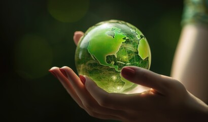 A female hand holding a translucent globe in her hand