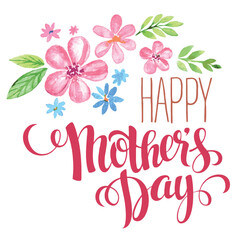 Naklejka na ściany i meble Happy Mother's Day Greeting Card. Brighten Mom's Day with a Colorful and Floral Happy Mother's Day Greeting Card: Vector Design Featuring Flowers to Celebrate Mother's Day in Style
