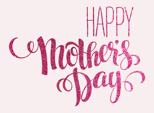 Happy Mothers Day Greeting Card With Pink Glitter  for Mother's Day Celebration - Vector Design.