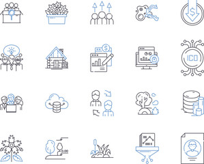 Farming industry outline icons collection. Agriculture, Crops, Livestock, Farming, Soil, Harvests, Tilling vector and illustration concept set. Herbicides, Pesticides, Weed linear signs
