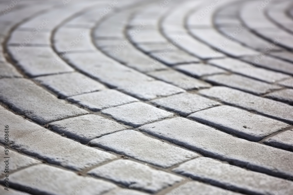 Poster detailed close-up view of a cobblestone walkway texture. generative ai