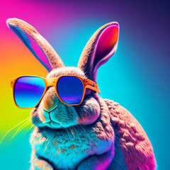 Bunny color abstract art with glasses