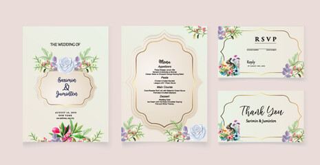 Elegant Hand Drawn Floral Wedding Invitation