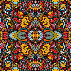 Retro floral mandala seamless pattern