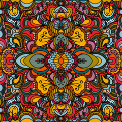 Retro floral mandala seamless pattern