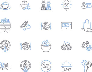 Cafe culture outline icons collection. Cafe, Culture, Dining, Relaxing, Socialising, Gathering, Cuisine vector and illustration concept set. Atmosphere, Coffee, Tea linear signs