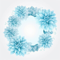 Vectorized light blue flower frame for text placement. Generative AI 